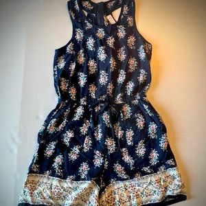 Navy floral romper